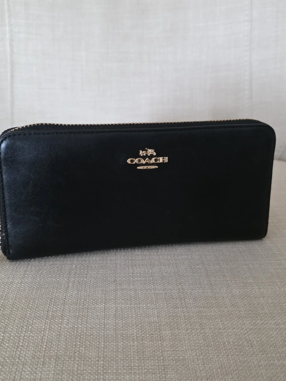 Coach Slim Black Leather Accordion Wallet